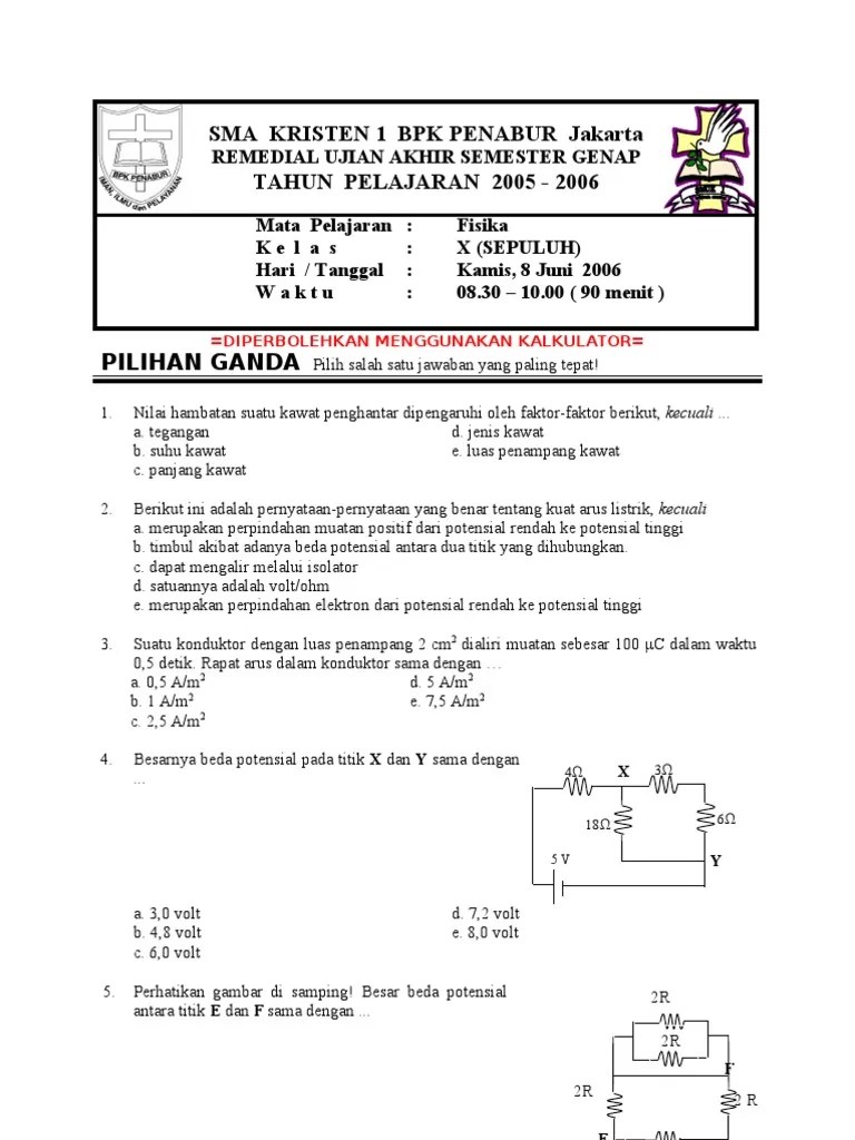 Soal Listrik Dinamis Smp Pilihan Ganda - Revisi Id