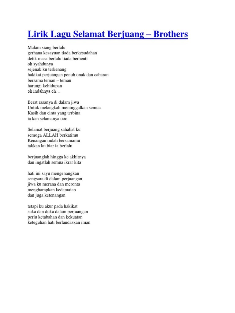 Lirik Lagu Selamat Berjuang | PDF