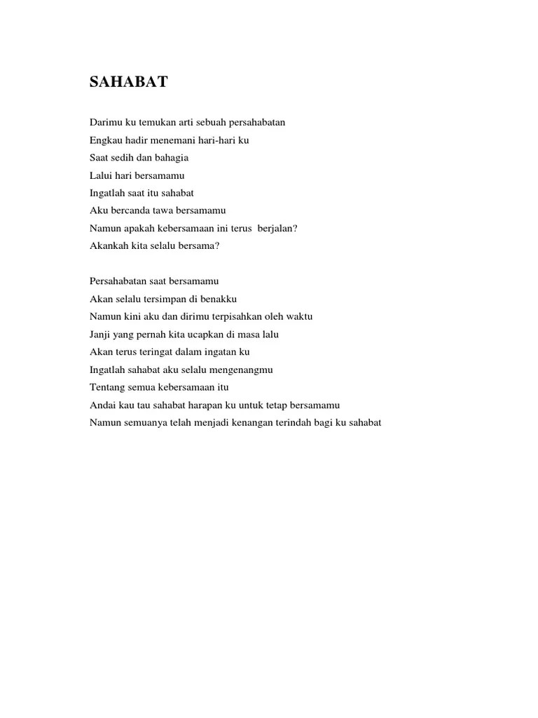 Puisi bahasa inggris tentang persahabatan a deep meaning of friendship friendship is like the two rings that have different shapes but can be combined with . Contoh Syair Persahabatan Beserta Maknanya Cikimm Com