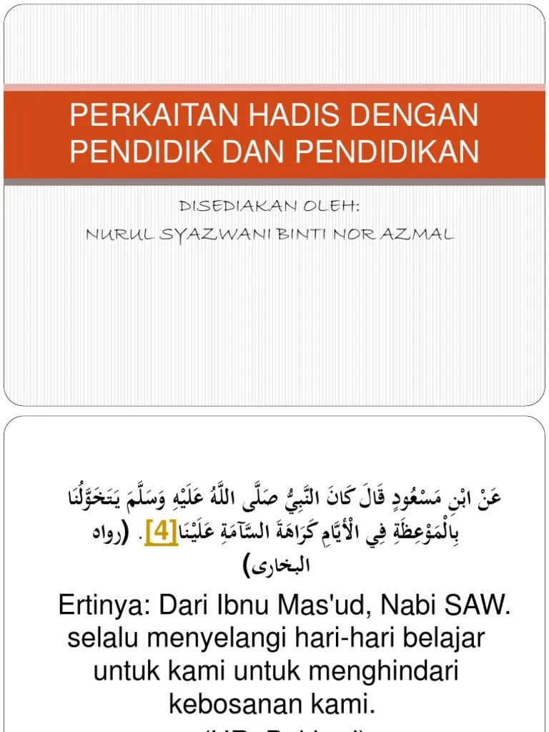 Hadis Berkaitan Dengan Pendidik Dan Pendidikan | PDF