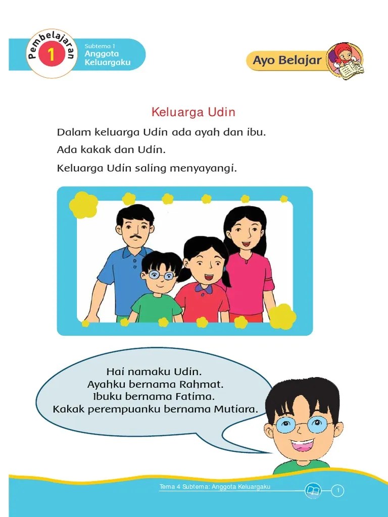 sub tema 2 tubuhku materi pembelajaran 1 1. 1 Tematik Tema 4 Keluargaku Kelas 1