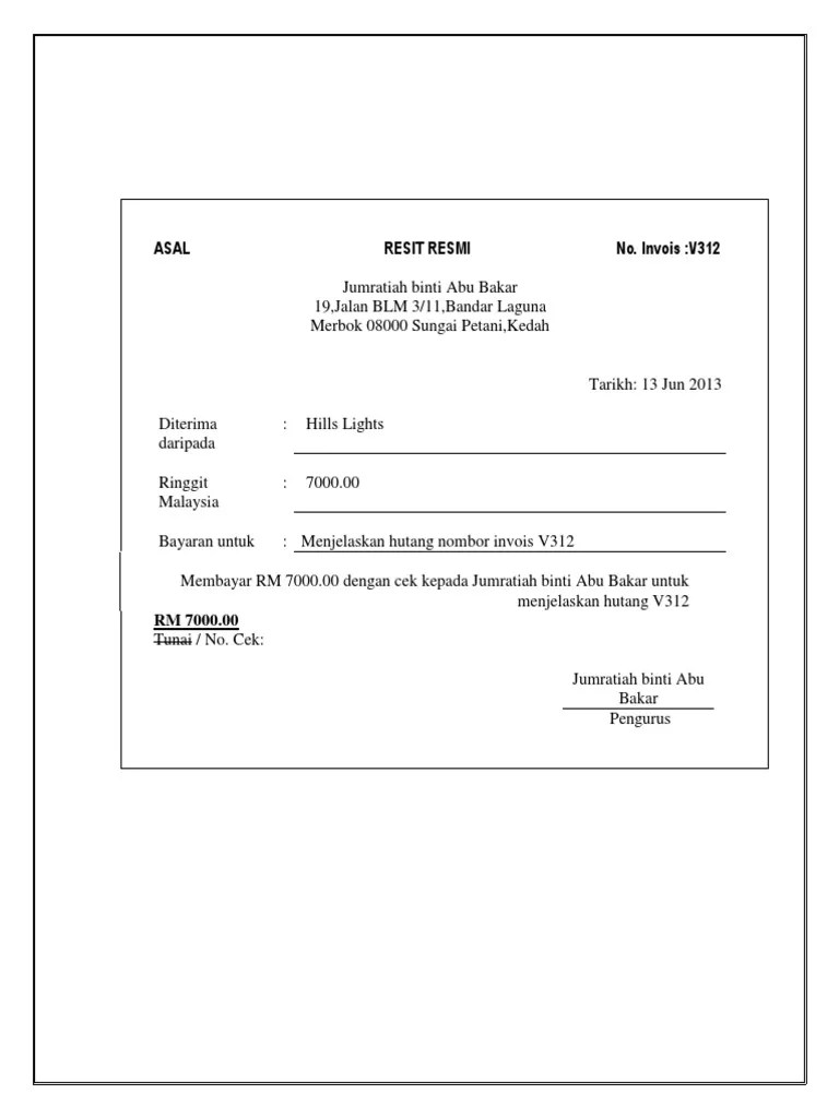 Pihak pertama menjamin bahwa tanah, . contoh resit-rasmi-asal1.docx