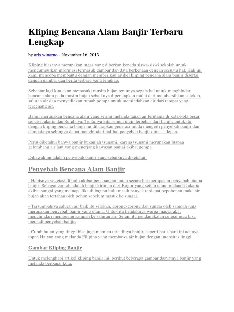 Contoh teks berita singkat tentang bencana alam 2018 di as rugi besar. Contoh Berita Tentang Banjir Mosaicone