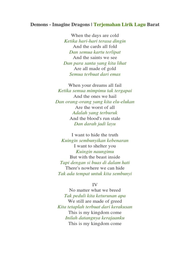 Demons-Imagine Dragon | PDF