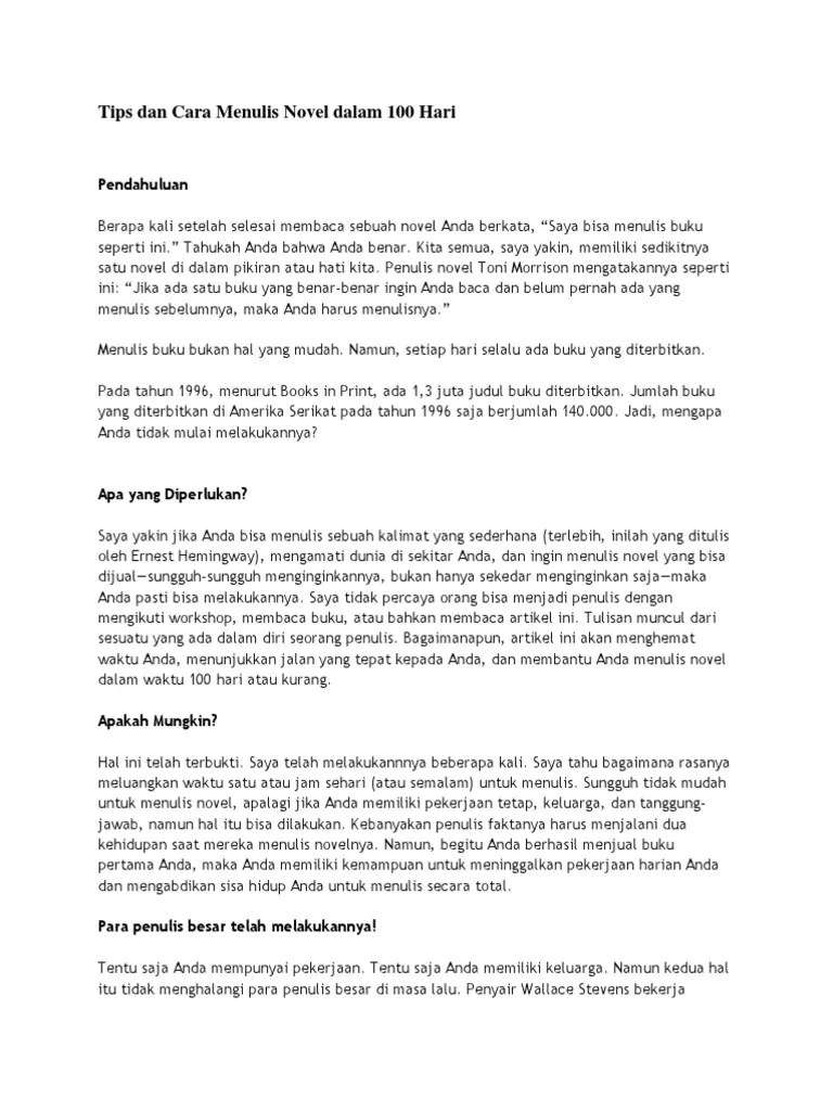 Tips Dan Cara Menulis Novel Dalam 100 Hari | PDF