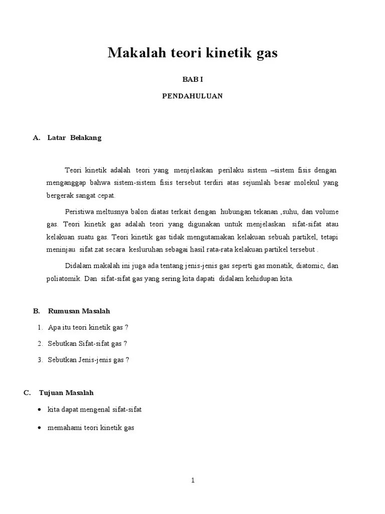 Soal dan pembahasan teori kinetik gas xi ipa 5 2011/2012. Makalah Teori Kinetik Gas Pdf