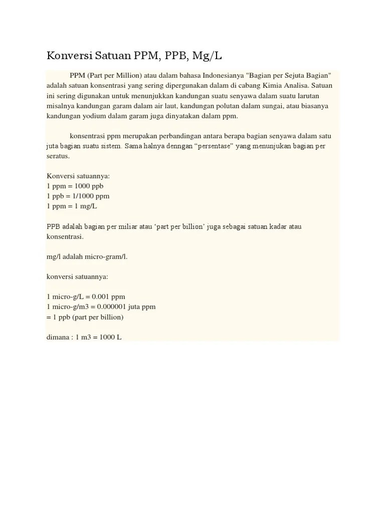 Konversi Satuan PPM | PDF