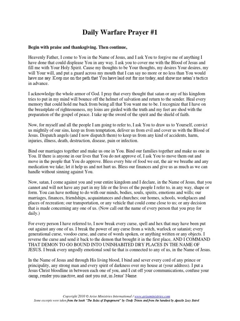 Traditional document files are not fixed in terms of how they will display. Daily Warfare Prayer1 | Satan | Jesus