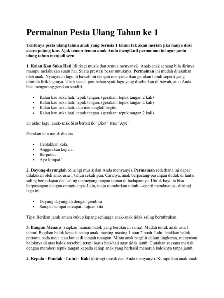 Permainan Pesta Ulang Tahun Ke 1 | PDF