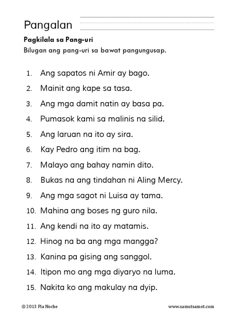 pagkilala sa pang uri 3