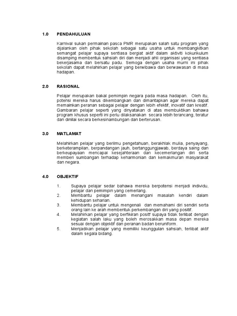 03 sukan, rekreasi dan alat muzik (peralatan, bekalan dan aksesori sukan dan rekreasi). Kertas Cadangan Karnival Kokum Pdf