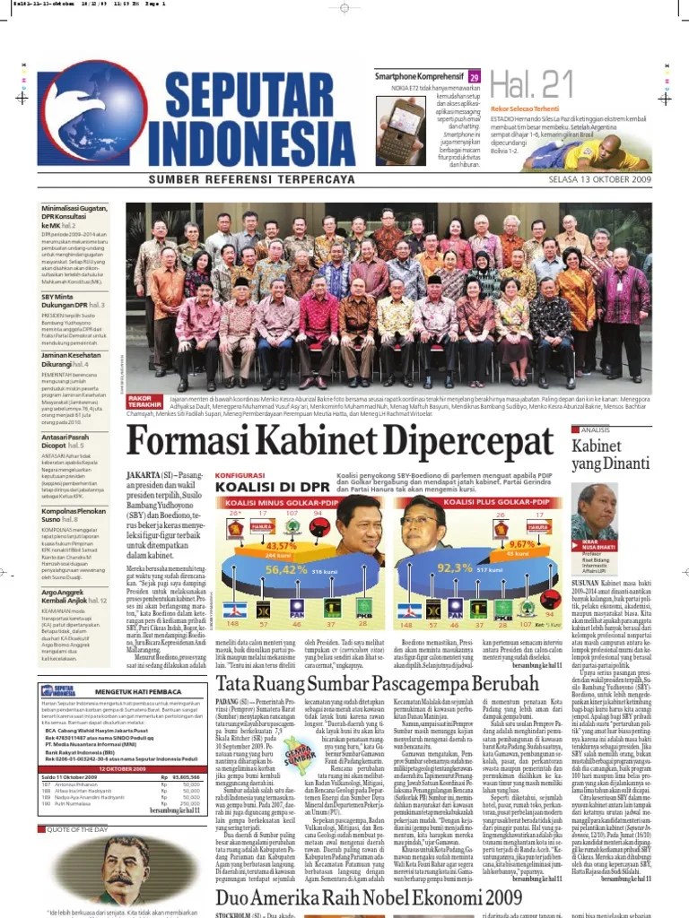EPaper Harian Seputar Indonesia 13 Oktober 2009 | PDF