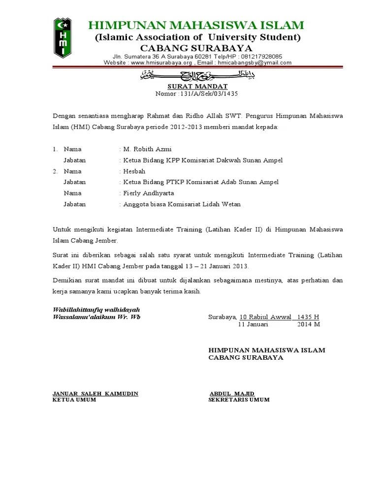 Demikianlah surat ini kami sampaikan, atas perhatian dan kerjasamanya kami ucapkan terima kasih. Contoh Surat Sk Hmi