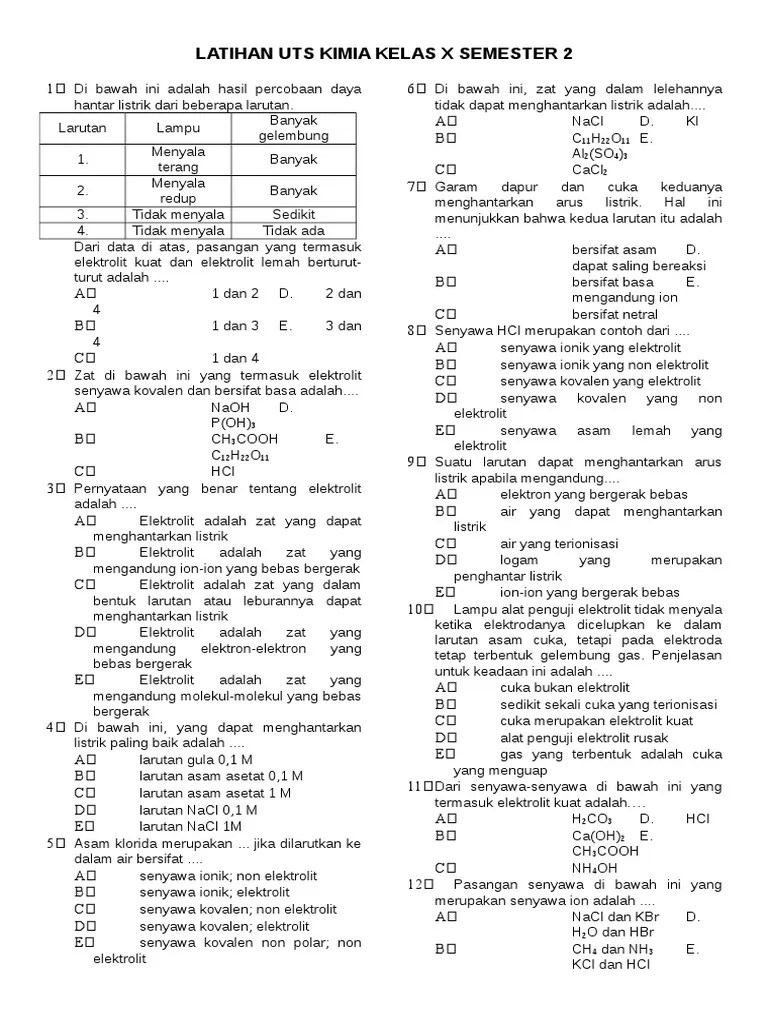 31+ Soal uts kimia kelas 10 semester 1 ideas in 2021 | Westy ID