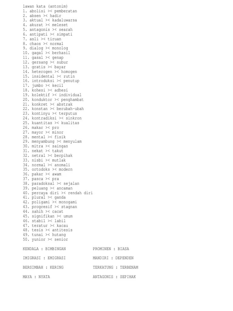 Psikotes - Daftar Lawan Kata | PDF