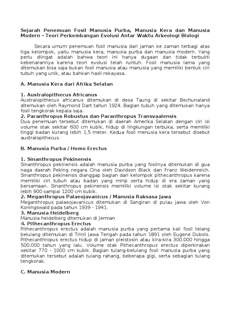 Sejarah Penemuan Fosil Manusia Purba | PDF