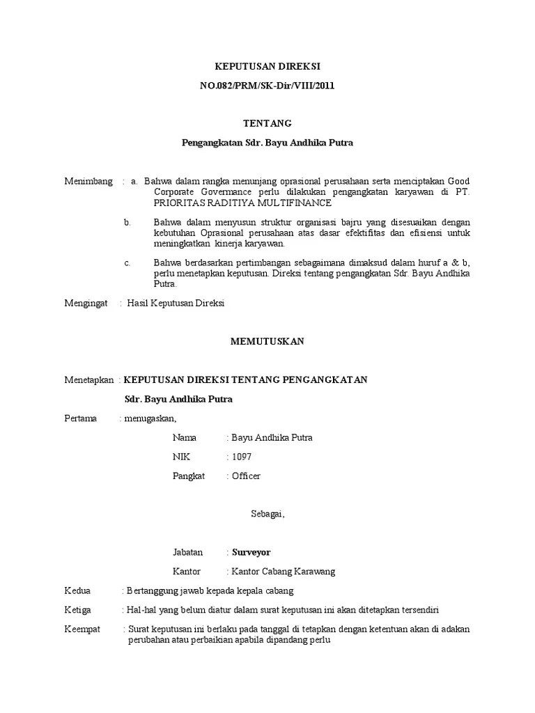 Melakukan evaluasi serta berbagai pertimbangan atas manajemen. Sk Pengangkatan Pdf