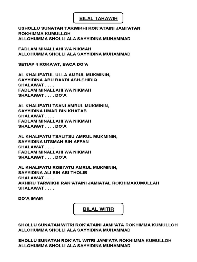 Perlu sobat kanalmu ketahui bahwasanya dalam puasa ramadhan ada . Bacaan Bilal Tarawih Pdf