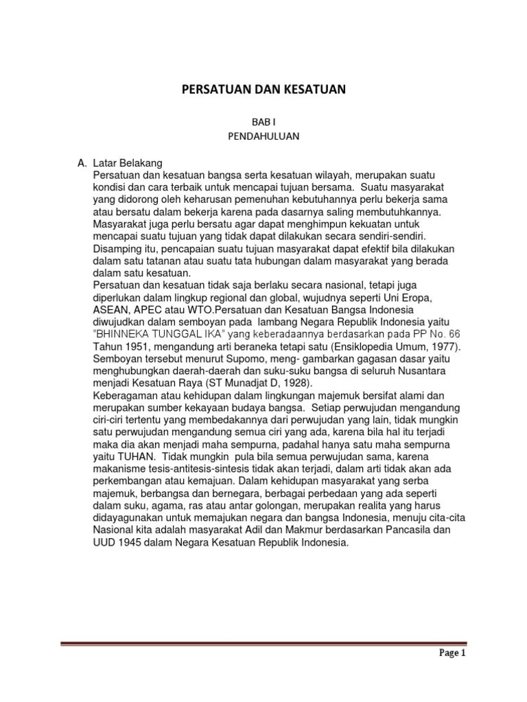 Persatuan Dan Kesatuan | PDF