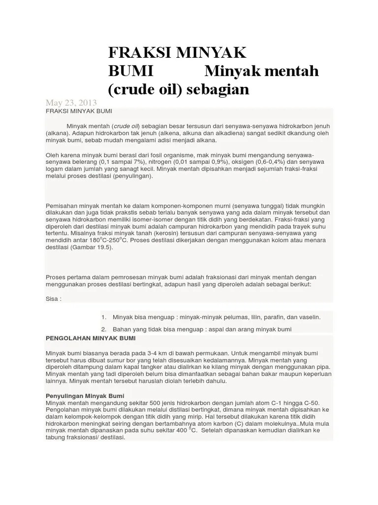 Fraksi Minyak Bumi | PDF