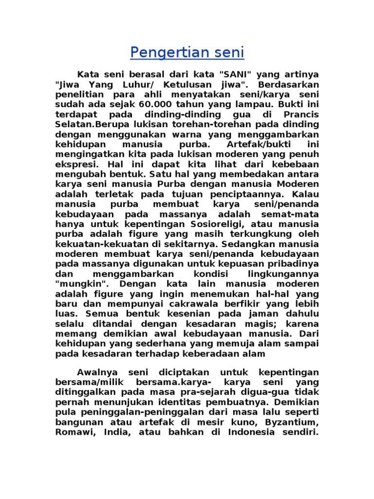 Pengertian Seni | PDF