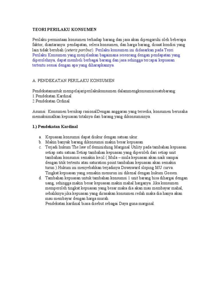 Teori Perilaku Konsumen | PDF
