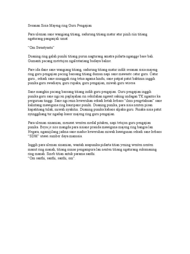 Lomba pidarta bendesa adat dilaksanakan di taman kota lumintang dalam rangka bulan bahasa bali yang bertema malarapan bulan bahasa bali, . Pidarta Bahasa Bali Pdf