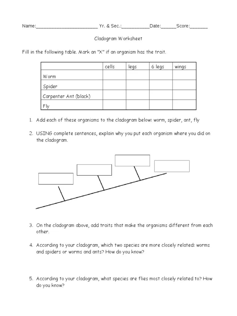 Free precalculus worksheets created with infinite precalculus. Cladogram Worksheet