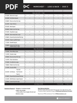 Wor ksh eet chest & back di s c 1. 5 P90x Worksheets Pdf