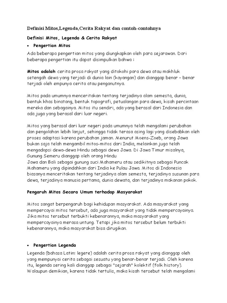 Cerita Mite Adalah Dan Contohnya – Lektur Indo