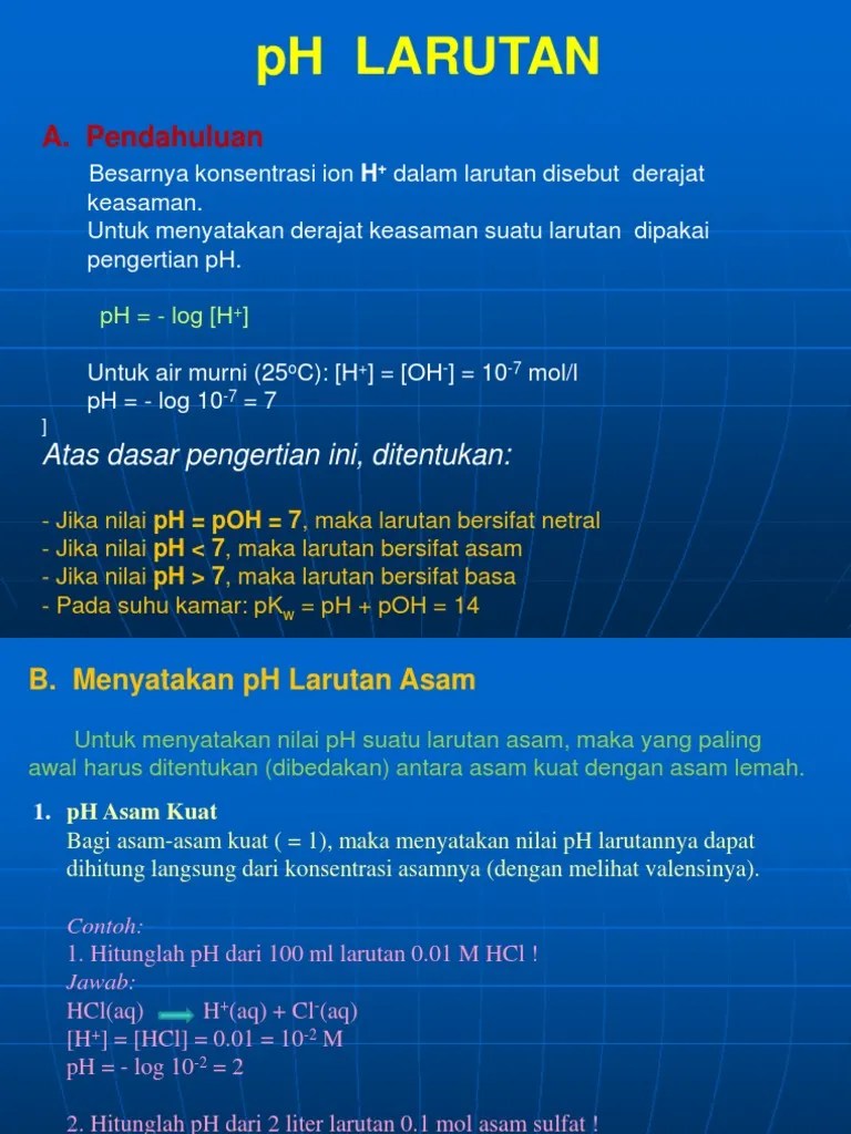 Skala ph berkisar dari 0 hingga 14. Ph Larutan Pdf