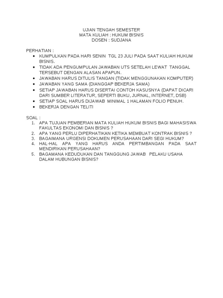 Rumus luas dan keliling segitiga . Soal Uts Hk Bisnis Open Book