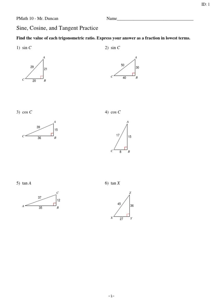Graphs of sine/cosine from unit circlle. Sohcahtoa Practice Pdf Trigonometric Functions Sine