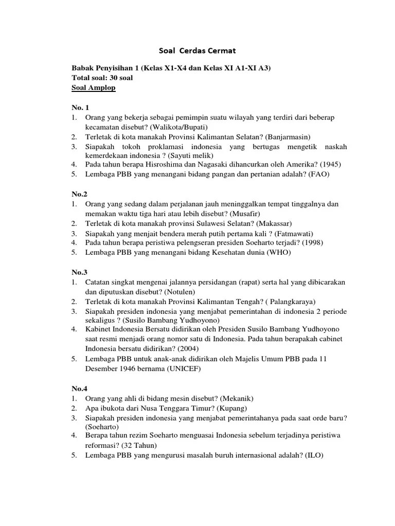 Soal dan jawaban cerdas cermat agama islam soal cerdas cermat pai sd soal cerdas cermat agama islam sd dan kunci jawaban contoh soal cerdas . Contoh Soal Cerdas Cermat
