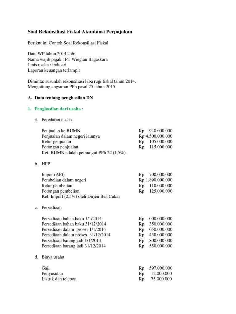 Perusahaan melakukan penjualan kepada pemegang saham (pt . 26 Contoh Soal Rekonsiliasi Fiskal Contoh Soal Terbaru