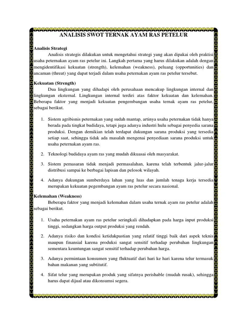 Kabupaten blitar merupakan salah satu daerah sentra produksi peternakan jawa . Analisis Swot Ternak Ayam Petelur Pdf