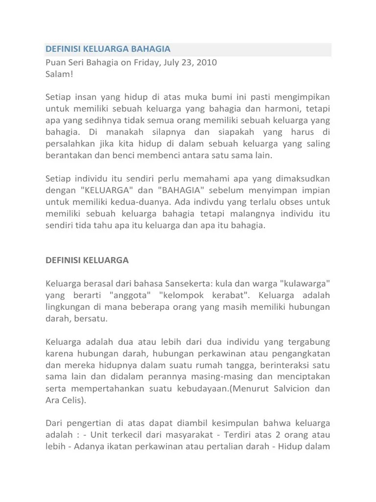 Definisi Keluarga Bahagia | PDF
