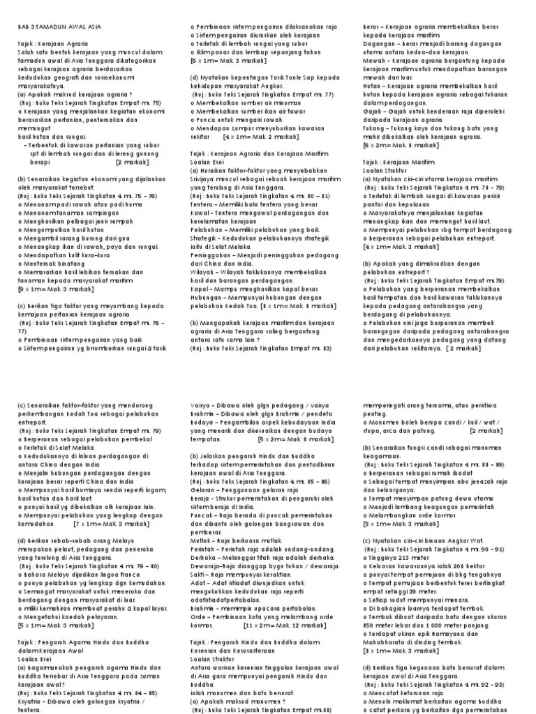 3.1 nasionalisme di negara kita sebelum . Sejarah Tingkatan 4 Bab 3 Kerajaan Awal Asia Tenggara Soalan Dan Jawapan Pdf