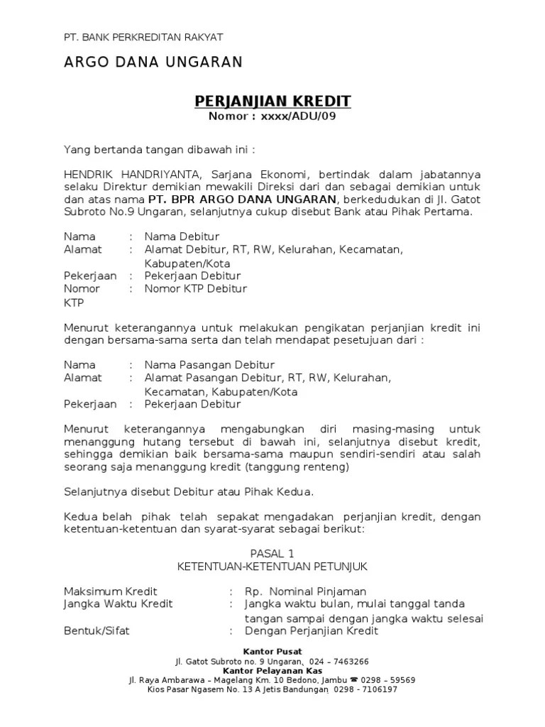 Contoh Perjanjian Kontrak Nominat Yang Merupakan Akta Otentik . Contoh Akta Dibawah Tangan - Contoh AJa