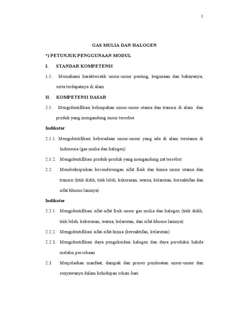 Soal essay kimia unsur dan pembahasannya. Gas Mulia Dan Halogen Pdf
