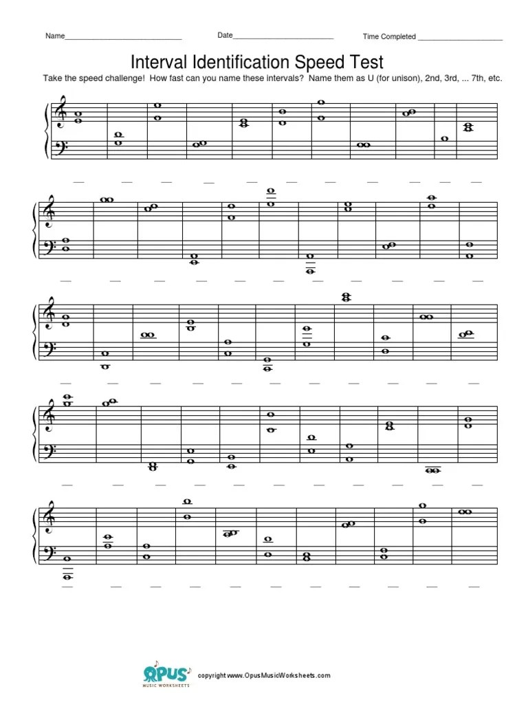 Music intervals how many dinosaur intervals can you complete? Music Interval Identification Speed Test Theory Worksheet Pdf Music Theory Teaching Mathematics