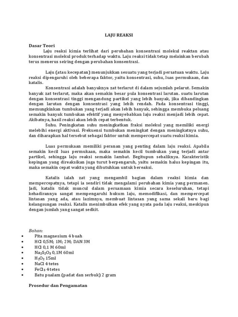 Laju Reaksi Praktikum | PDF