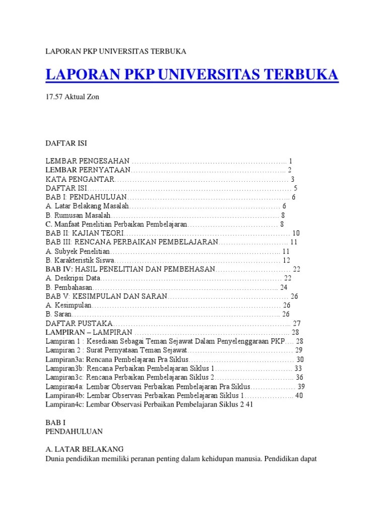 Peningkatan kemampuan membaca dan hasil belajar bahasa indonesia melalui penggunaan metode pembelajaran latihan pada siswa kelas . Contoh Kata Pengantar Laporan Pkp