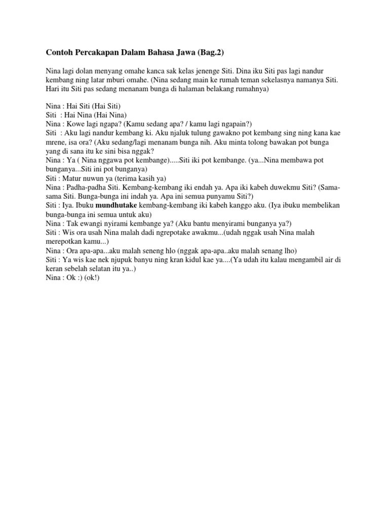 Contoh Dialog Bahasa Jawa - Aneka Macam Contoh