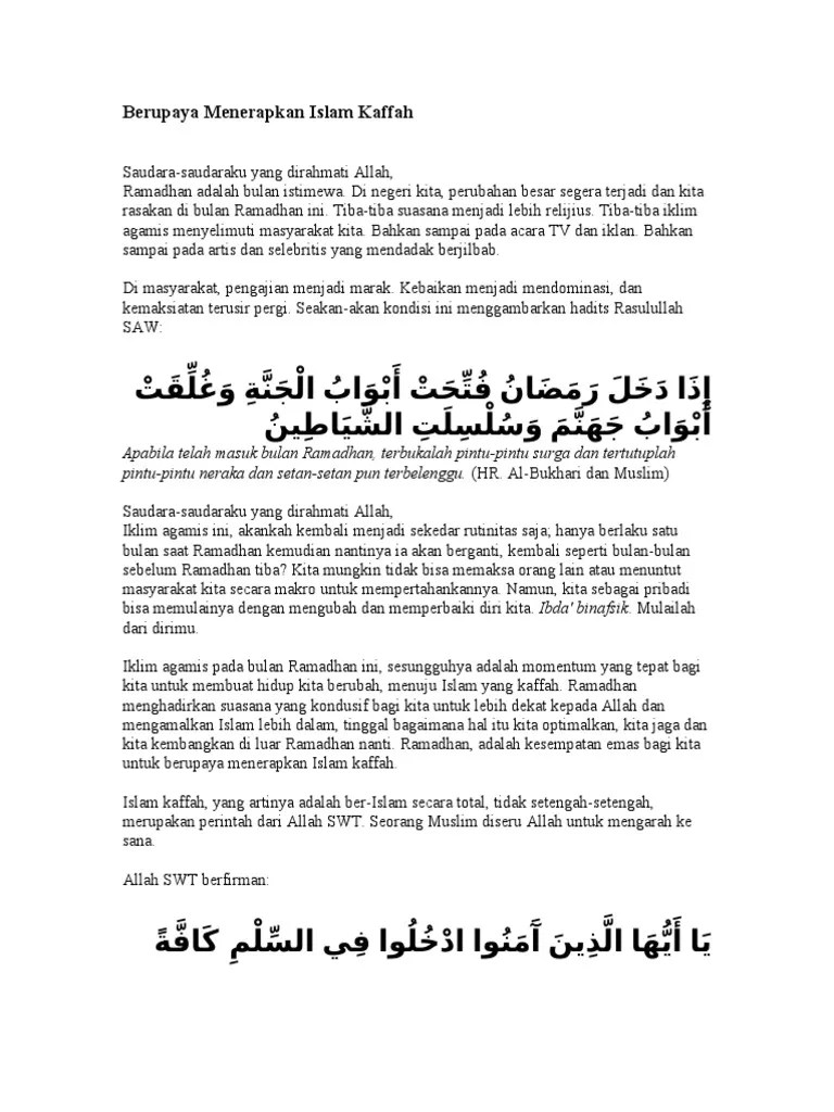 Berupaya Menerapkan Islam Kaffah | PDF