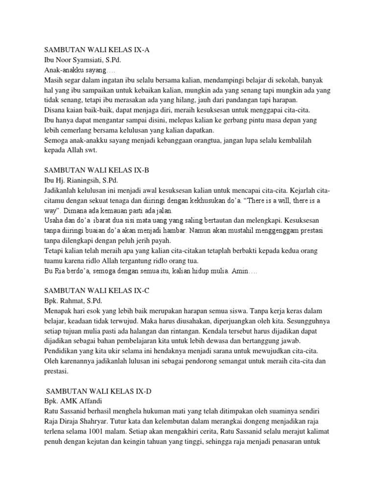 92+ Kata Perpisahan Wali Kelas