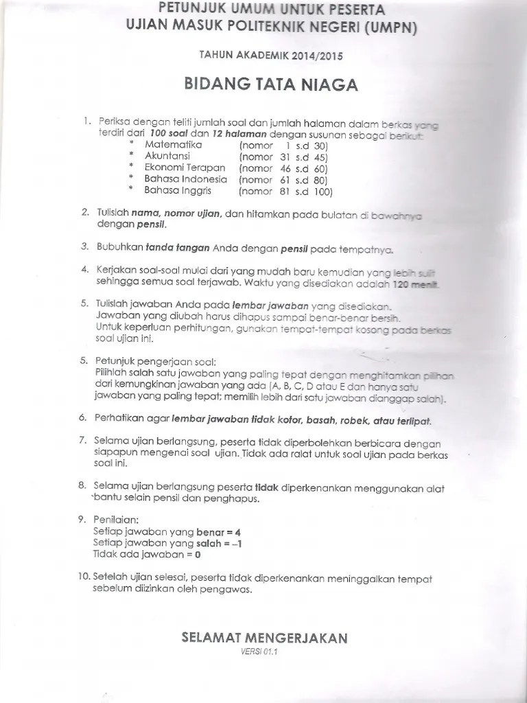 Kunci jawaban soal smb polban 2018 from maldonmodelrailway1956.blogspot.com. Soal Umpn Tata Niaga 2014 Pdf