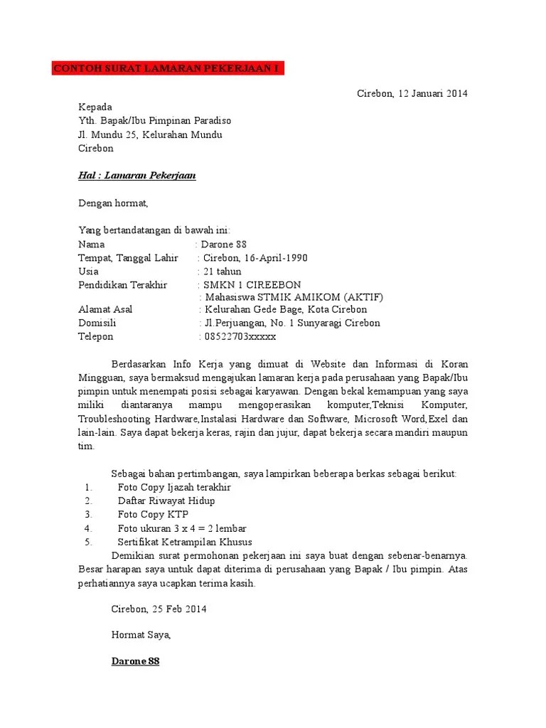 Contoh surat lamaran kerja karyawan rumah makan kfc segala posisi · daftar riwayat hidup (cv) · foto copy ktp · foto ukuran 3x4 (2 lembar) · foto copy ijazah · foto . Contoh Surat Lamaran Pekerjaan New Contoh Surat