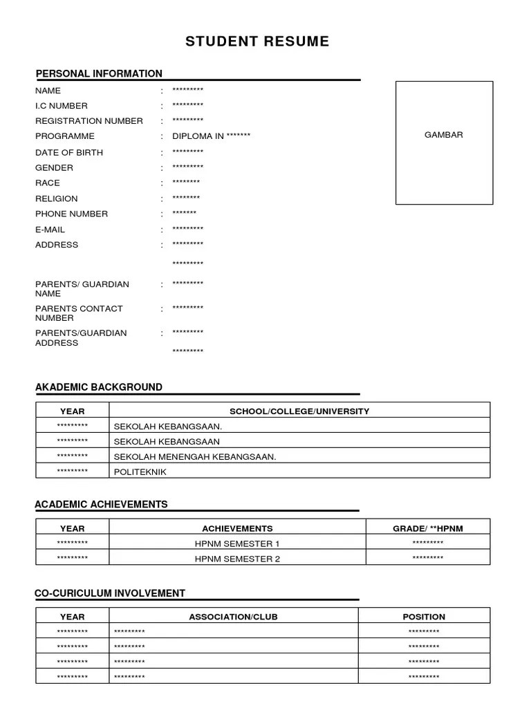 Lepasan spm contoh resume minta kerja. Contoh Resume Untuk Permohonan Latihan Industri Politeknik Pdf