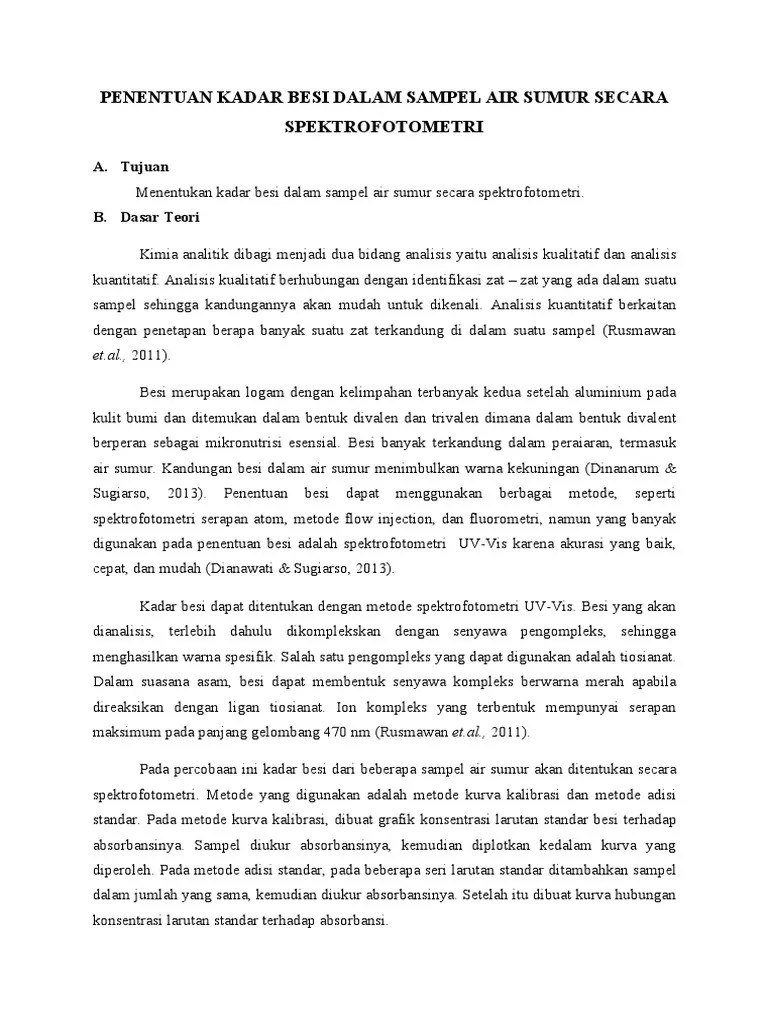 Penentuan Kadar Besi Secara Spektrofotometri | PDF